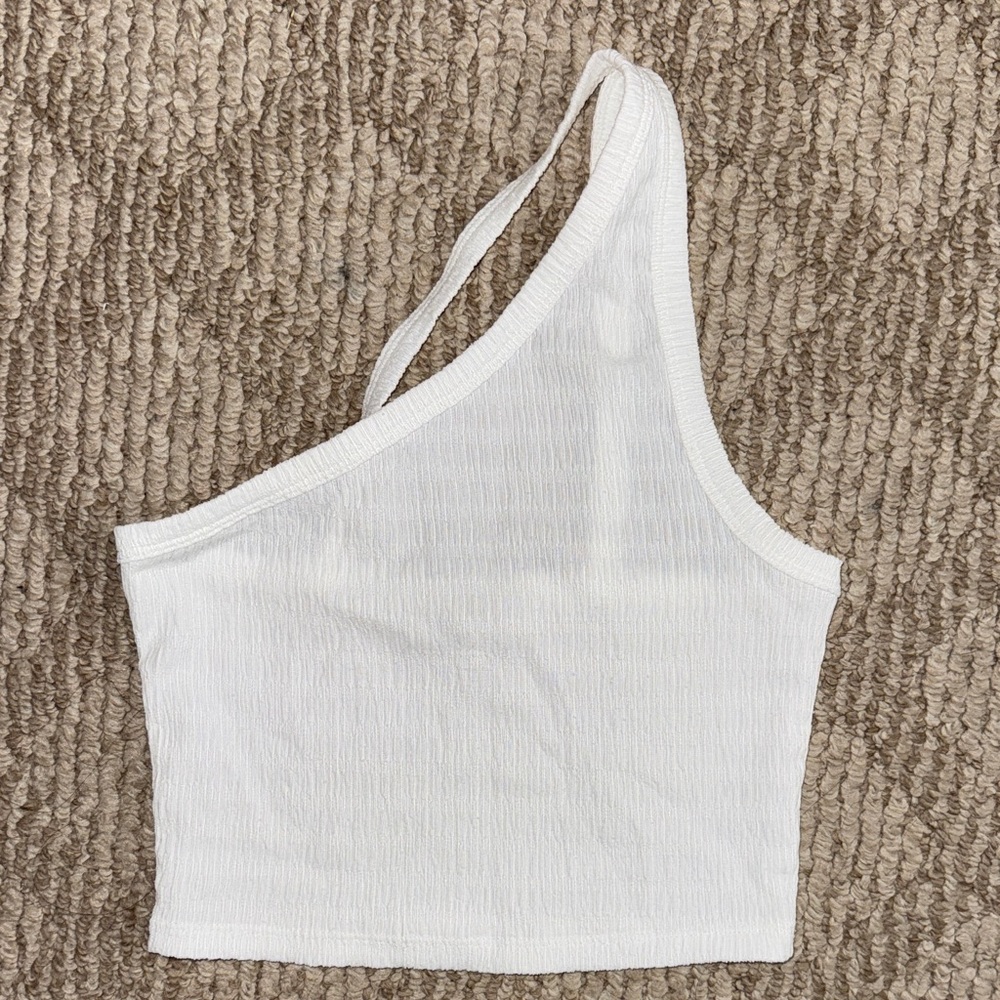 American Eagle Outfitters White One-Shoulder Crop Top